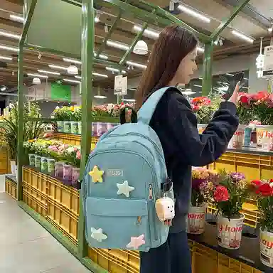 行途 可爱简约学院风 尼龙 双肩包 常规 女款 黑色/粉色/绿色/紫色