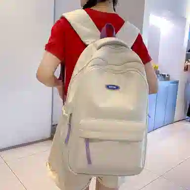 行途 大学生百搭日系高中生韩版中学生少年感 女款 尼龙 双肩包 黑色/蓝色/白色/紫色