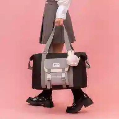 行途 防泼水旅行包大容量时尚潮流牛津布单肩包休闲简约可爱挂件健身包 中号 女款 多色