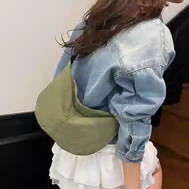 行途 潮牌学生简约百搭布袋背包休闲通勤腋下包 水洗布 斜挎单肩包 男女同款情侣款 黑色/白色/绿色/黄色/桔色