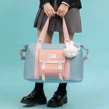 行途 防泼水旅行包大容量时尚潮流牛津布单肩包休闲简约可爱挂件健身包 中号 女款 多色