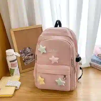 行途 可爱简约学院风 尼龙 双肩包 常规 女款 黑色/粉色/绿色/紫色