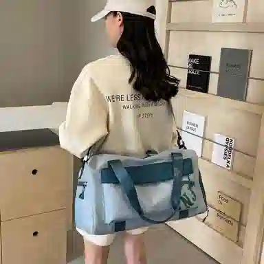 行途 大容量拼色设计 织物 手提健身包 大号 男女同款情侣款 黑色/米白色/蓝色/粉色/卡其色