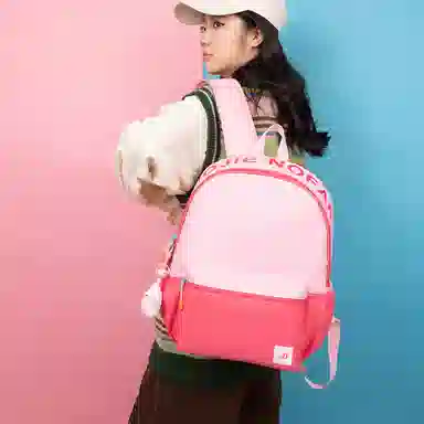 行途 轻便大容量简约初高中学生拉链开合 尼龙 书包背包双肩包 常规 男女同款情侣款 蓝配黄、粉色、红色、粉配蓝