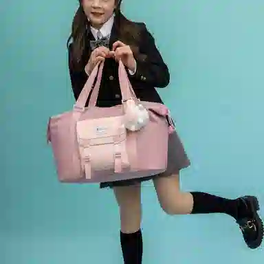 行途 防泼水旅行包大容量时尚潮流牛津布单肩包休闲简约可爱挂件健身包 中号 女款 多色