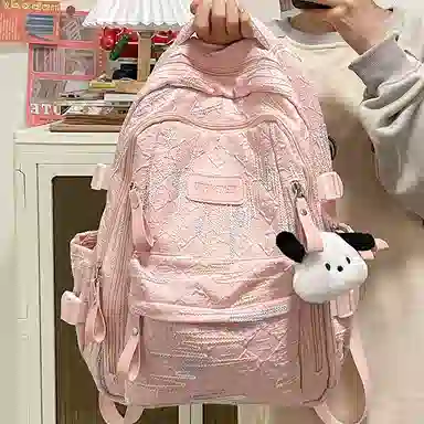 行途 大容量时尚双肩包休闲百搭尼龙男女背包高中生校园学生 多色