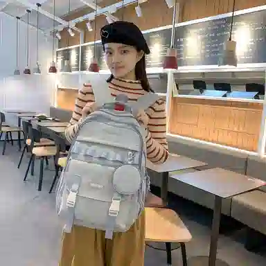 行途双肩包女款韩版百搭大容量初高中大学生书包休闲简约旅行背包尼龙多色