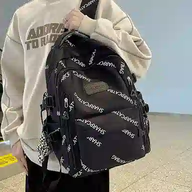 行途 简约旅行轻便休闲百搭 尼龙 双肩包 男女同款情侣款 黑色/白色/蓝色/卡其色