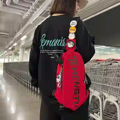 行途 情侣休闲 尼龙 胸包 常规 男女同款情侣款 黑色/白色/蓝色/红色