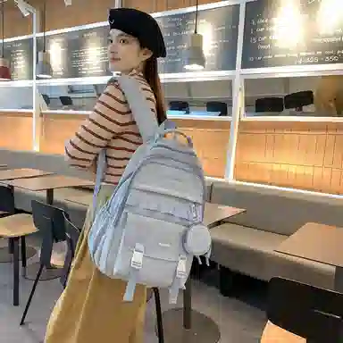 行途双肩包女款韩版百搭大容量初高中大学生书包休闲简约旅行背包尼龙多色