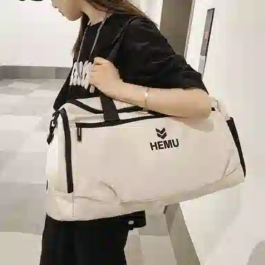 行途 大容量干湿分离 尼龙 收纳包登机包健身包 大号 男女同款情侣款 黑色/白色