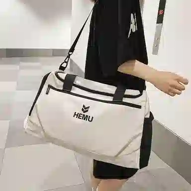 行途 大容量干湿分离 尼龙 收纳包登机包健身包 大号 男女同款情侣款 黑色/白色