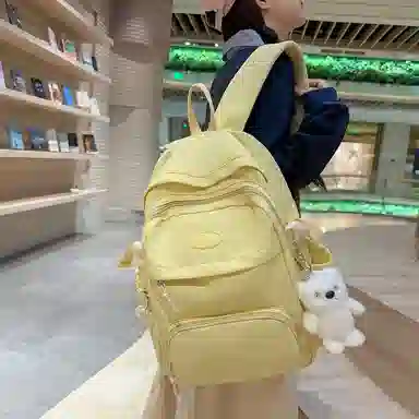 行途 小清新大容量百搭休闲 尼龙 双肩包 男女同款情侣款 黑色/白色/黄色/紫色/蓝色