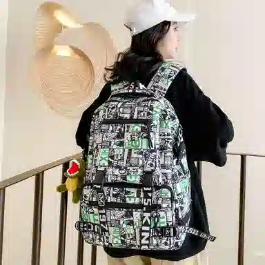 行途 百搭轻便休闲简约大容量 尼龙 双肩包 男女同款情侣款 黑色/深蓝色/宝蓝色/绿色