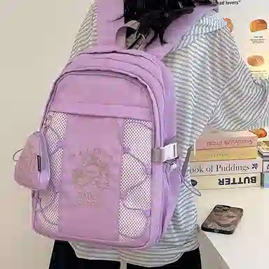 行途 百搭轻便休闲简约 尼龙 双肩包 女款 粉色/蓝色/黑色/紫色/米白色