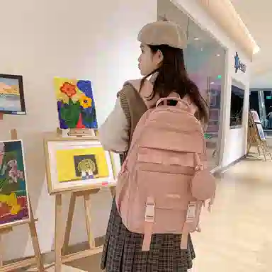 行途双肩包女款韩版百搭大容量初高中大学生书包休闲简约旅行背包尼龙多色