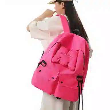 行途 高颜值大容量小众百搭设计旅行背包简约旅行书包 尼龙 双肩包 常规 男女同款情侣款 黄色/荧光绿/荧光粉