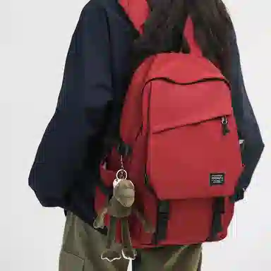 行途 潮牌时尚大学生日系旅行背包韩版百搭初高中生书包 尼龙 双肩包 常规 男女同款情侣款 黑色/白色/红色/灰色