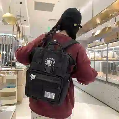 行途 百搭学院风高颜值 尼龙 双肩包 常规 女款 黑色/白色/黄色