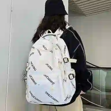 行途 简约旅行轻便休闲百搭 尼龙 双肩包 男女同款情侣款 黑色/白色/蓝色/卡其色