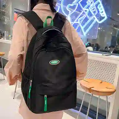 行途 大学生百搭日系高中生韩版中学生少年感 女款 尼龙 双肩包 黑色/蓝色/白色/紫色