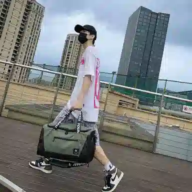 行途 旅行包干湿分离运动瑜伽包独立鞋仓大容量短途旅行训练包 牛津布 健身包 中号 男女同款情侣款 黑色/灰色/砖红色/绿色/蓝色/粉色