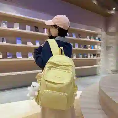 行途 小清新大容量百搭休闲 尼龙 双肩包 男女同款情侣款 黑色/白色/黄色/紫色/蓝色