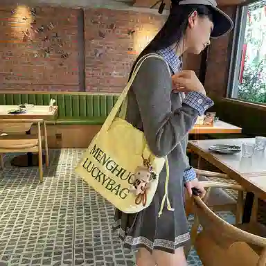 行途 休闲简约日常通勤时尚百搭 棉 单肩包 男女同款情侣款 黑色/白色/红色/黄色/卡其色/蓝色