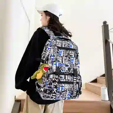 行途 百搭轻便休闲简约大容量 尼龙 双肩包 男女同款情侣款 黑色/深蓝色/宝蓝色/绿色