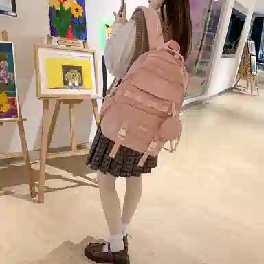 行途双肩包女款韩版百搭大容量初高中大学生书包休闲简约旅行背包尼龙多色