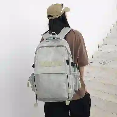 行途 时尚轻便简约百搭外出纯色 尼龙 旅行包双肩包 常规 男女同款情侣款 黑色/白色/红色/绿色