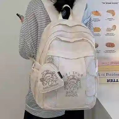 行途 百搭轻便休闲简约 尼龙 双肩包 女款 粉色/蓝色/黑色/紫色/米白色
