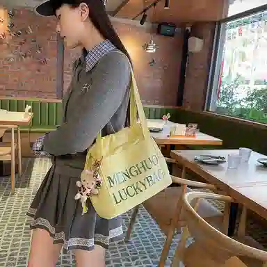 行途 休闲简约日常通勤时尚百搭 棉 单肩包 男女同款情侣款 黑色/白色/红色/黄色/卡其色/蓝色