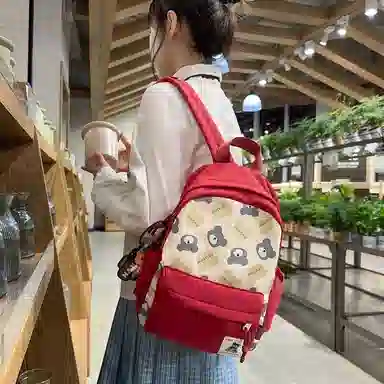 行途 卡通小熊印花校园风学生 尼龙 书包背包双肩包 女款 多色