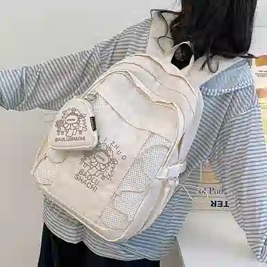 行途 百搭轻便休闲简约 尼龙 双肩包 女款 粉色/蓝色/黑色/紫色/米白色
