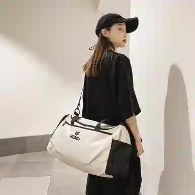 行途 大容量干湿分离 尼龙 收纳包登机包健身包 大号 男女同款情侣款 黑色/白色