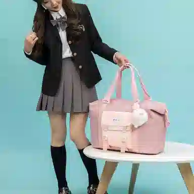 行途 防泼水旅行包大容量时尚潮流牛津布单肩包休闲简约可爱挂件健身包 中号 女款 多色