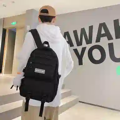 行途 大容量时尚潮流休闲简约 尼龙 双肩包 男女同款情侣款 黑色/白色/紫色/灰色