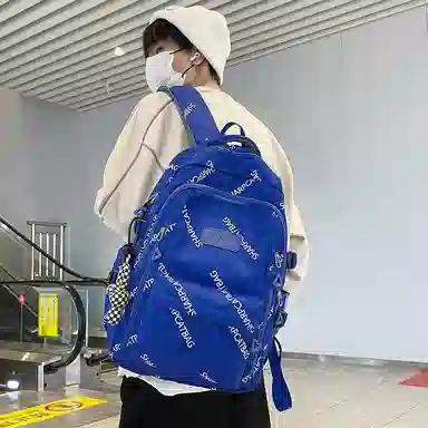 行途 简约旅行轻便休闲百搭 尼龙 双肩包 男女同款情侣款 黑色/白色/蓝色/卡其色