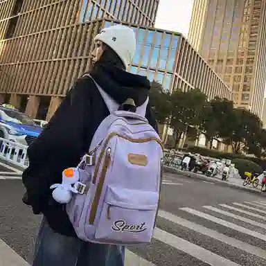 行途 高颜值学生大容量初高中大容量潮流印花学院风尼龙双肩包 男女同款 多色