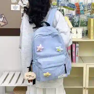 行途 学院风可爱休闲 条绒 双肩包 常规 男女同款情侣款 多色