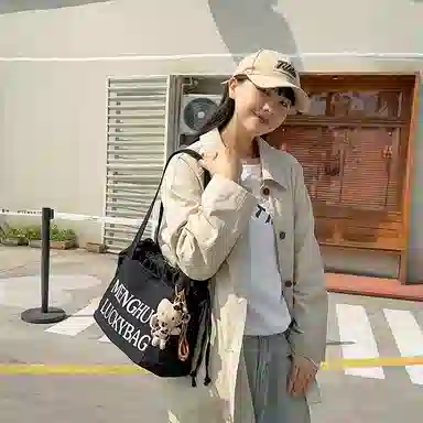 行途 休闲简约日常通勤时尚百搭 棉 单肩包 男女同款情侣款 黑色/白色/红色/黄色/卡其色/蓝色