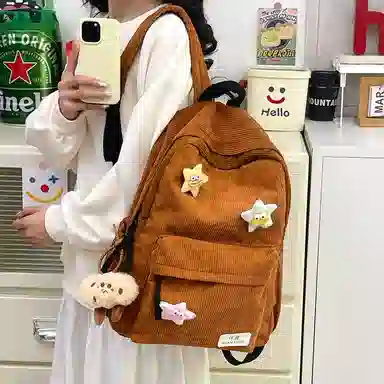 行途 学院风可爱休闲 条绒 双肩包 常规 男女同款情侣款 多色