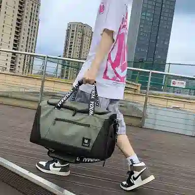 行途 旅行包干湿分离运动瑜伽包独立鞋仓大容量短途旅行训练包 牛津布 健身包 中号 男女同款情侣款 黑色/灰色/砖红色/绿色/蓝色/粉色