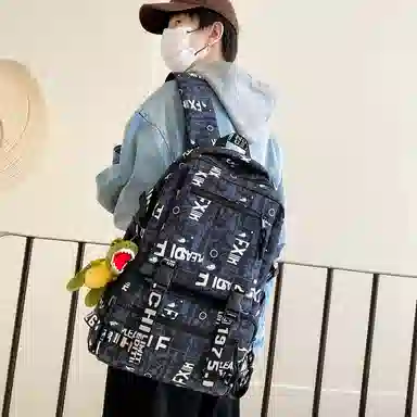 行途 百搭轻便休闲简约大容量 尼龙 双肩包 男女同款情侣款 黑色/深蓝色/宝蓝色/绿色