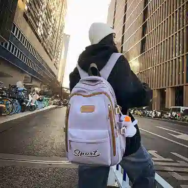 行途 高颜值学生大容量初高中大容量潮流印花学院风尼龙双肩包 男女同款 多色