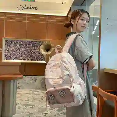 行途 新中式国风简约 条绒 双肩包 男女同款情侣款 灰色/粉色/卡其色/黄色/蓝色/绿色