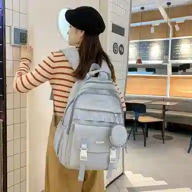 行途双肩包女款韩版百搭大容量初高中大学生书包休闲简约旅行背包尼龙多色