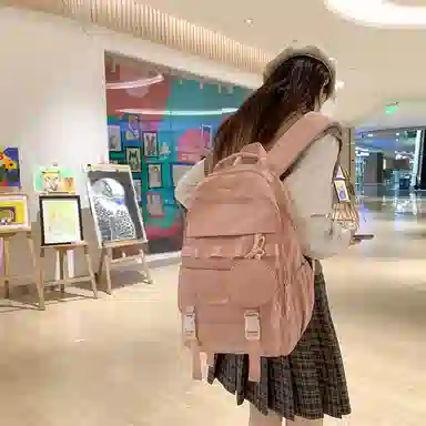 行途双肩包女款韩版百搭大容量初高中大学生书包休闲简约旅行背包尼龙多色