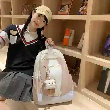 行途 高级感轻便颜值撞色 尼龙 双肩包 常规 女款 灰色/蓝色/粉色/蓝黄色